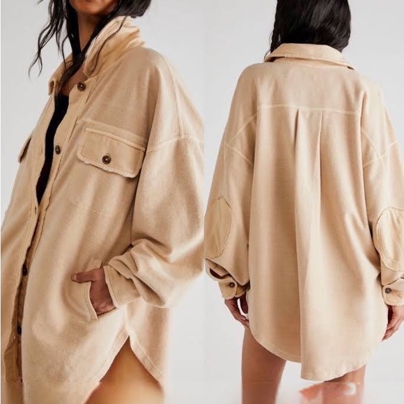 NWT Free People Ruby Shacket Mustard Seed Size Medium - Picture 2 of 5